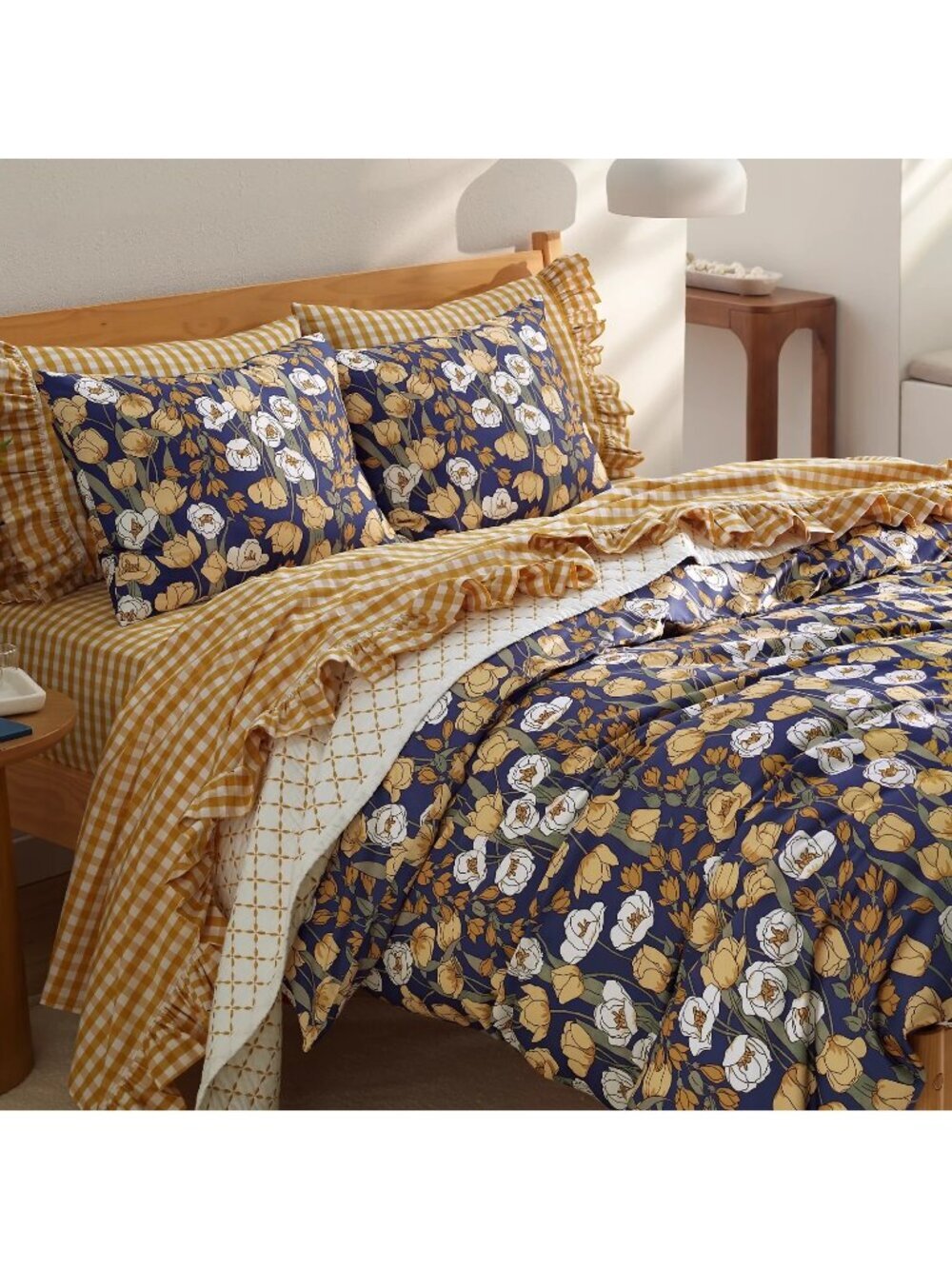Lands' End Dijon Gold/Ivory Gingham Top Sheet